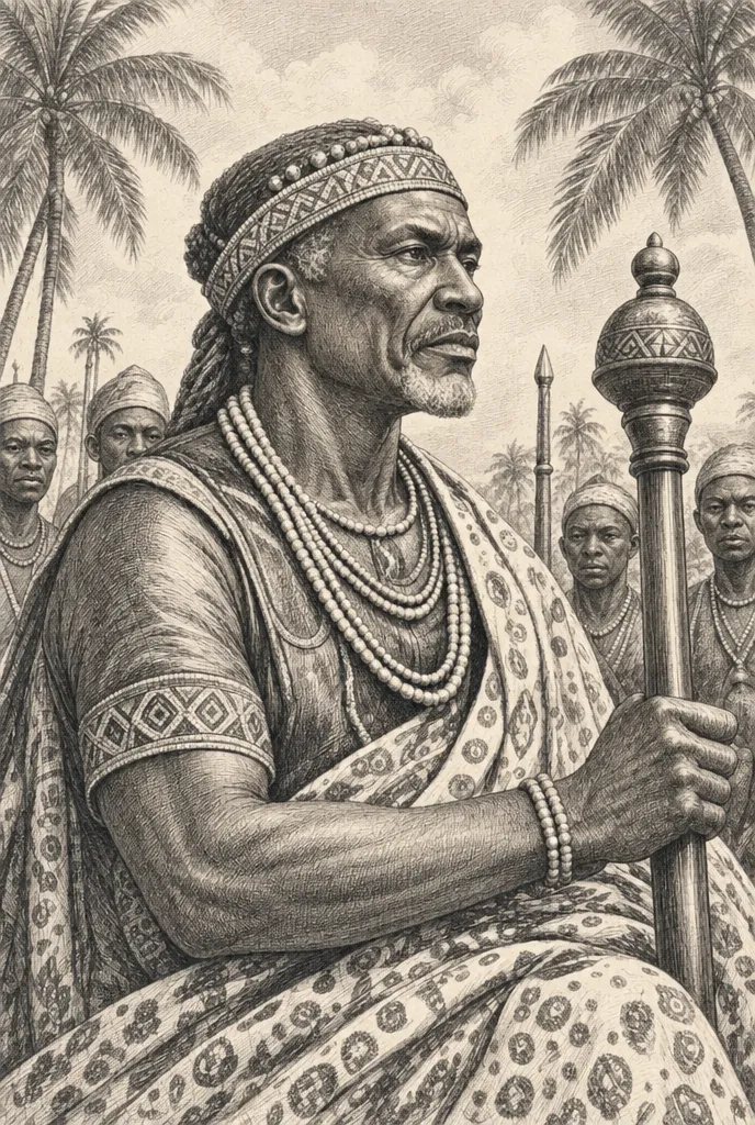 Ongouwu Ré-Mboko tenant le sceptre, entouré du clan